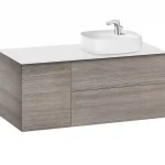 Olcsó Roca Beyond 120 cm jobbos fürdőszoba bútor ráültethető mosdóval, texturált tölgy A851401402Roca
