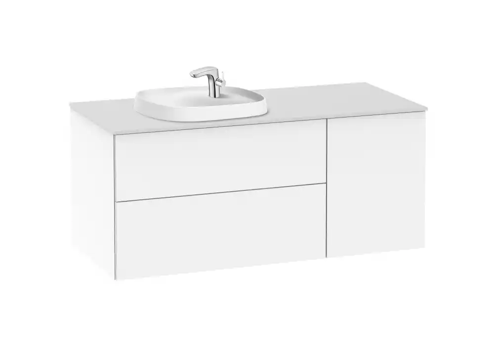 Roca Beyond 120 cm balos fürdőszoba bútor beépíthető mosdóval, fényes fehér A851412806Roca Újdonság