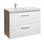 Azonnal elérhető Roca Prisma 90 cm fürdőszoba bútor balos mosdóval, fényes fehér/kőris fa A855953322Roca
