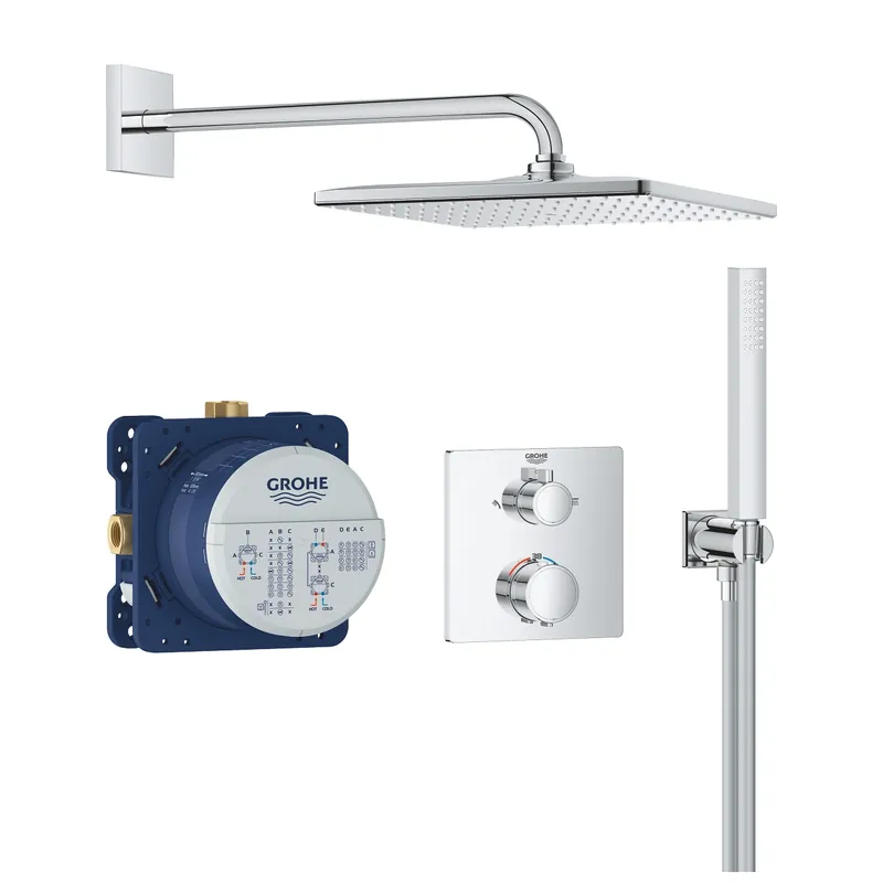 Grohe Precision Thermostat falsík alatti zuhanyrendszer Vitalio Rain Mono 310 Cube fejzuhannyal 34881000Grohe Árcsökkenés