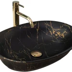 Rea Roma Marble 56x40 cm pultra ültethető mosdó, fekete/arany REA-U5609Rea Akciós ár