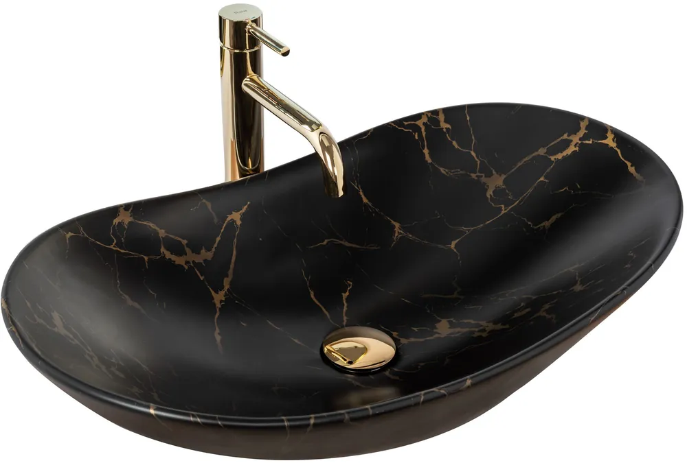 Rendeld meg most Rea Royal Marble 60,5x36 cm pultra ültethető mosdó, matt fekete REA-U7478Rea