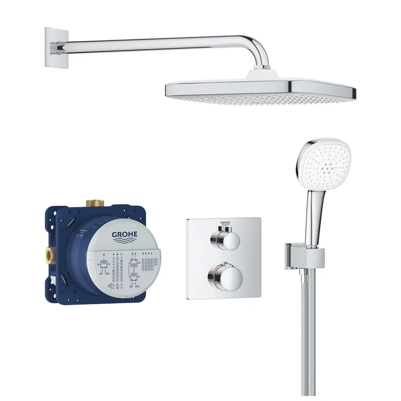 Biztonságos vásárlás Grohe Grohtherm falsík alatti zuhanyrendszer Tempesta 250 Cube fejzuhannyal 34871000Grohe