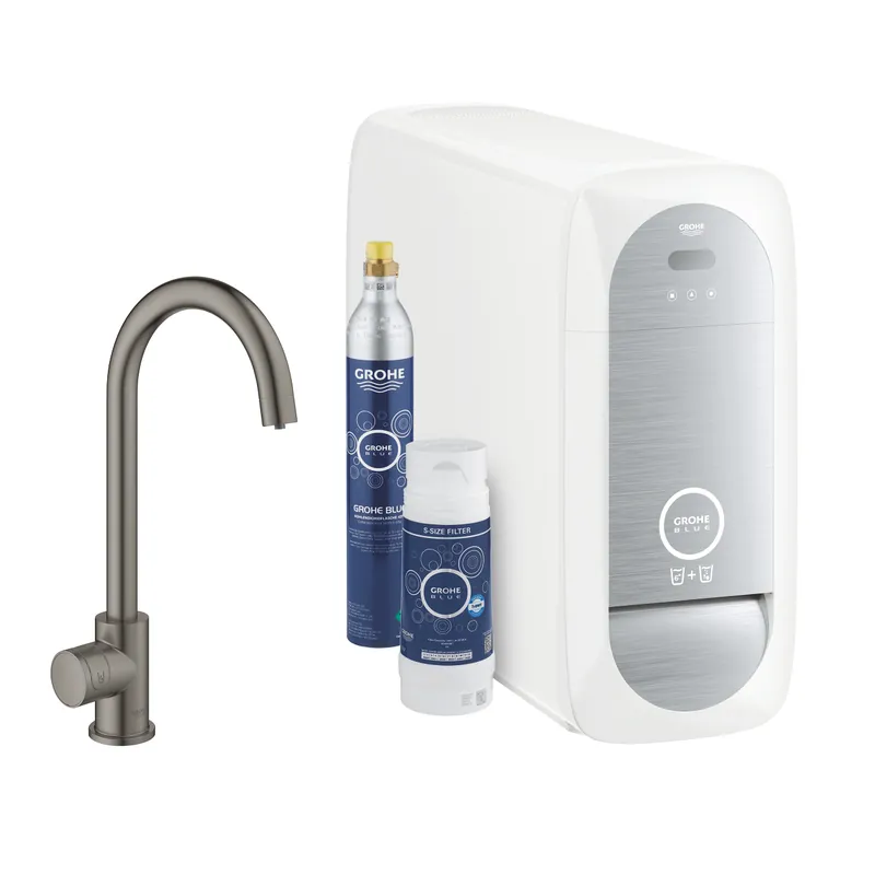 GROHE Blue Home C-kifolyós kezdőkészlet Mono csapteleppel (nem keverő csaptelep -csak szűrt vízre), brushed hard graphite 31498AL1Grohe Kedvezmény