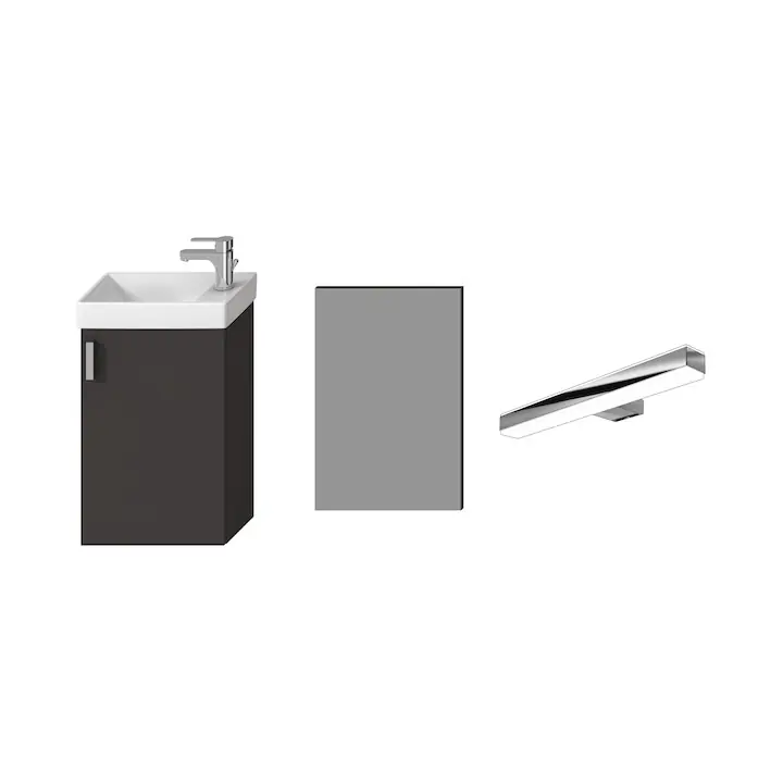 Jika Petit szekrény kézmosóval, tükörrel és világítással sötét szürke H45J5141753011Jika Outlet