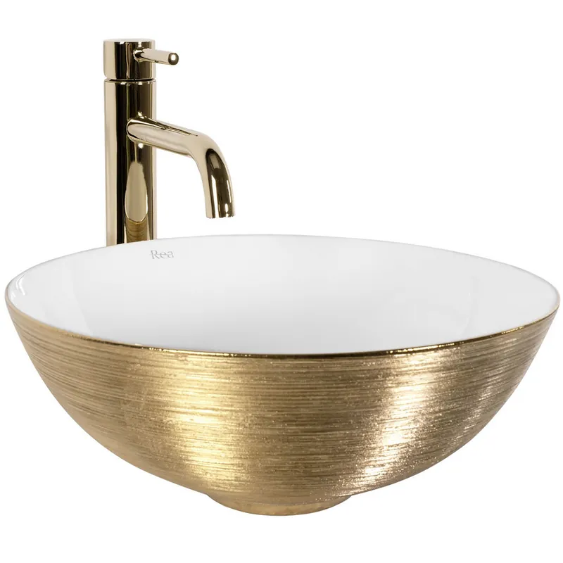 REA STELLA Gold Brush/White pultra ültethető mosdó REA-U9087Rea Végkiárusítás