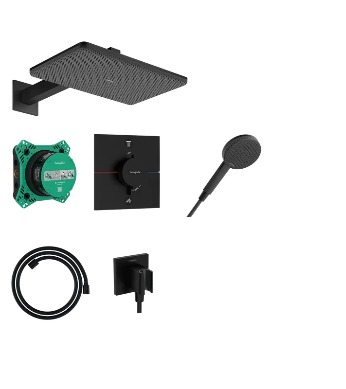 Hansgrohe Raindance Alive Q 210/340 1jet termosztátos zuhanyszett, matt fekete 24620670Hansgrohe Azonnal elérhető
