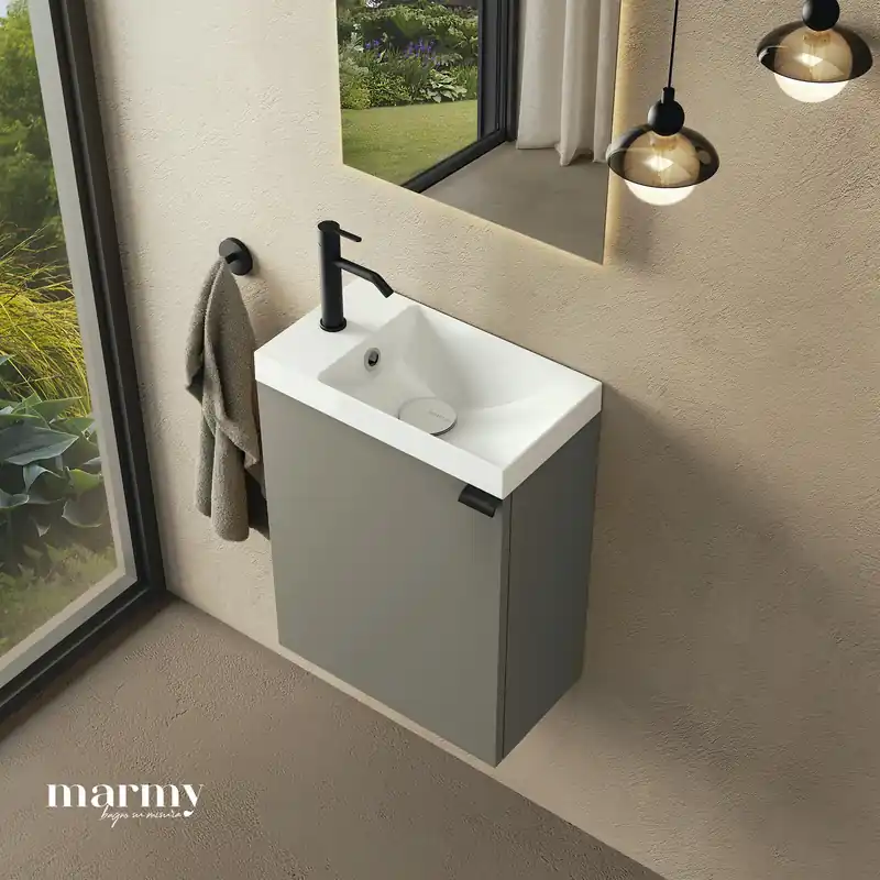 Ne maradj le Marmy CODE 40x22x50 BALOS függ. alsószekrény, 1 ajtó, laminált (mosdó nélkül) Dark Taupe 20 12 01 04 13 88Marmy