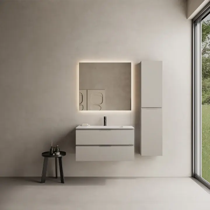 Utolsó esély Marmy CODE 90x46x50 függesztett alsószekrény, 2 fiók, laminált (mosdó nélkül) Light Taupe 20 20 22 09 00 75Marmy