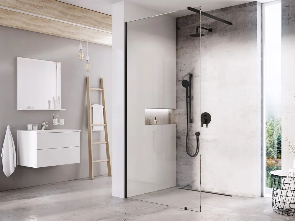 Azonnali szállítás Ravak Wall 70 cm Walk-In zuhanyfal Transparent üveggel, fekete GW9W1030SZ1Ravak