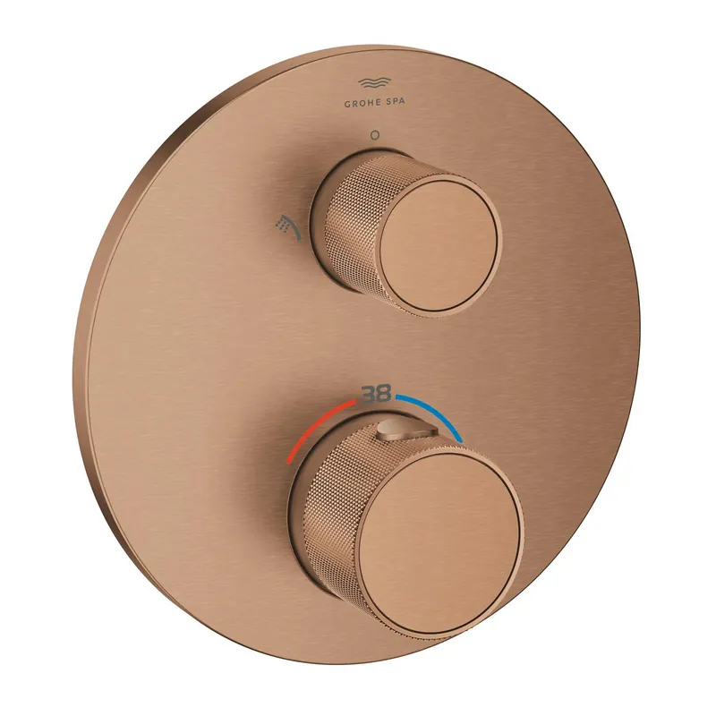 Grohe Atrio Private Collection termosztatikus zuhanycsaptelep 2 kimenethez, beépített elzáró/váltó szeleppel, gombbal, brushed warm sunset 24396DL0Grohe Gyors szállítás