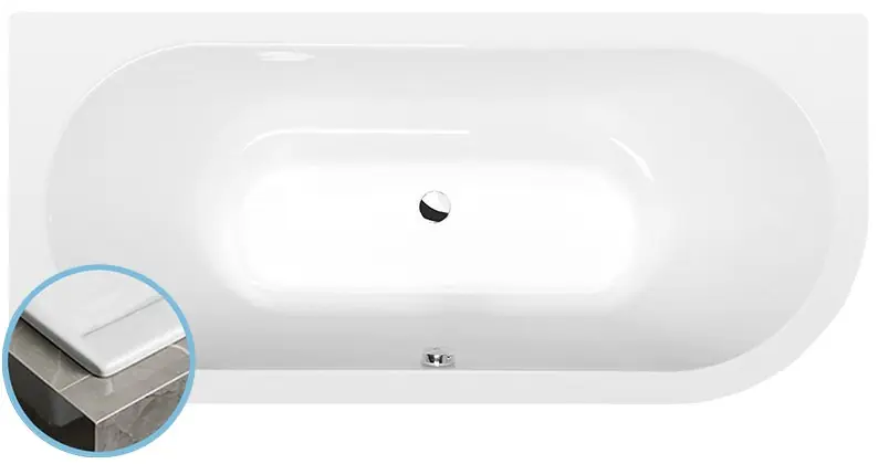 Szezonális akció Sapho POLYSAN VIVA SLIM 185x80 cm balos aszimmetrikus kád, fehér 72099SPolysan