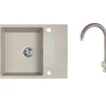 Laveo RIO MINI gránit mosogató csapteleppel, 56x44x17,5 cm bézs SBF_413RLLaveo Olcsó