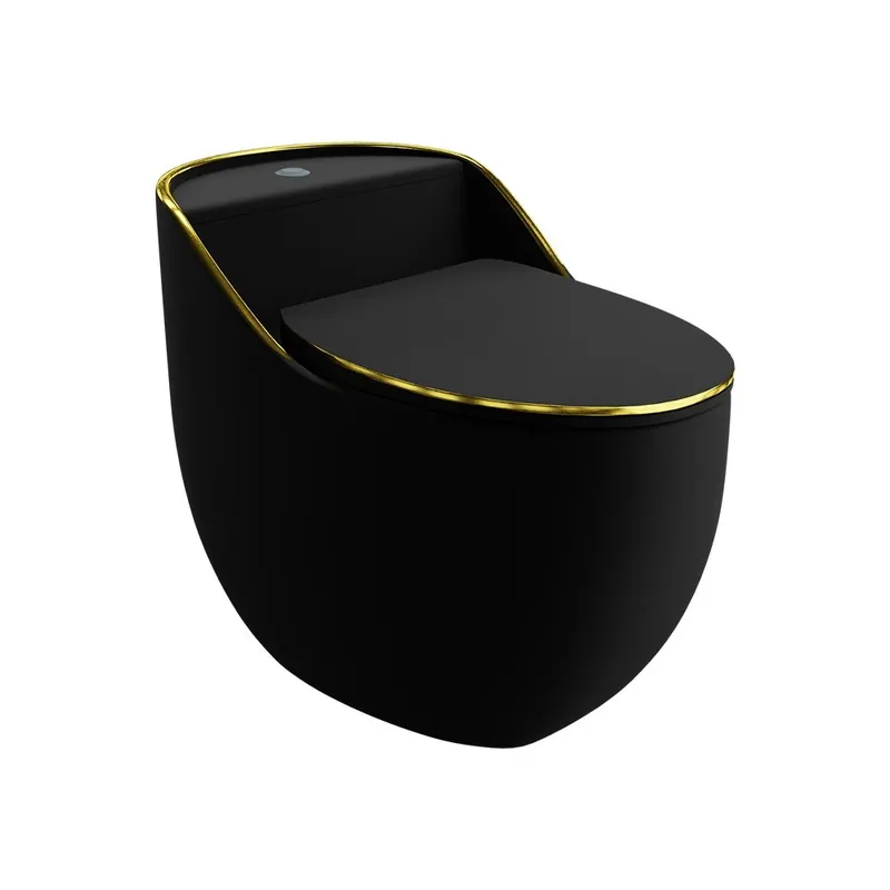 Biztonságos vásárlás Lavita SILIA RIM Black/Gold Line monoblokkos wc Soft Close ülőkével, matt fekete, arany dekorcsíkkal 5900378332510Lavita