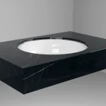 Olcsó DesignFlow - Mediterrán Kerámia - Egyedi, kézzel készített mosdópult - 800x550x120 - Kerek mosdó - Precious Black