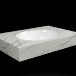 DesignFlow - Mediterrán Kerámia - Egyedi, kézzel készített mosdópult - 800x550x120 - Ovális mosdó - Statuario Light Különleges ajánlat