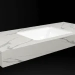 Exkluzív ajánlat DesignFlow - Mediterrán Kerámia - Egyedi, kézzel készített mosdópult - 1200x550x120 - Négyszögletes mosdó - Statuario Light